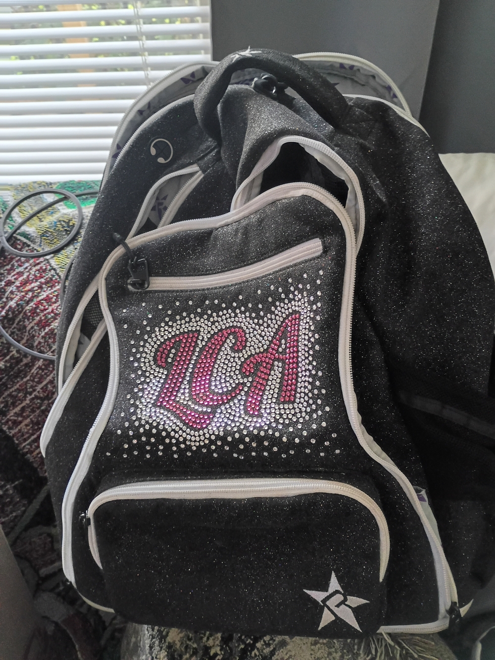 Sparkle Black Backpack with Pink L.C.A. Crystal Logo